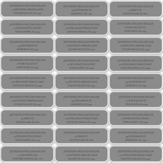 Gothic Wedding Black op Grey Guest Address Sticker (Voorkant)