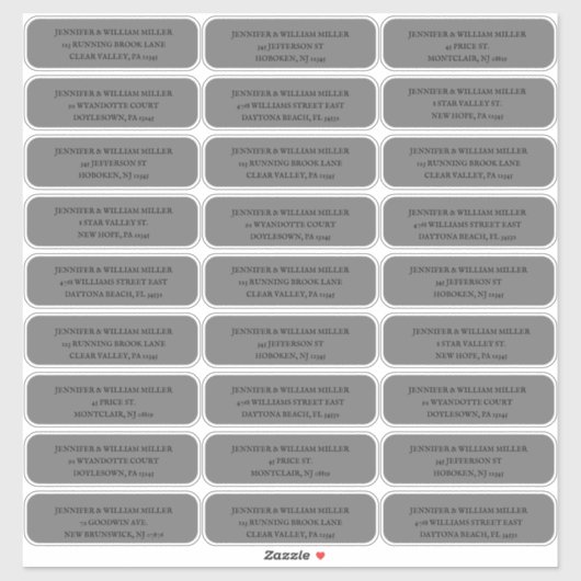 Gothic Wedding Black op Grey Guest Address Sticker (Vel)