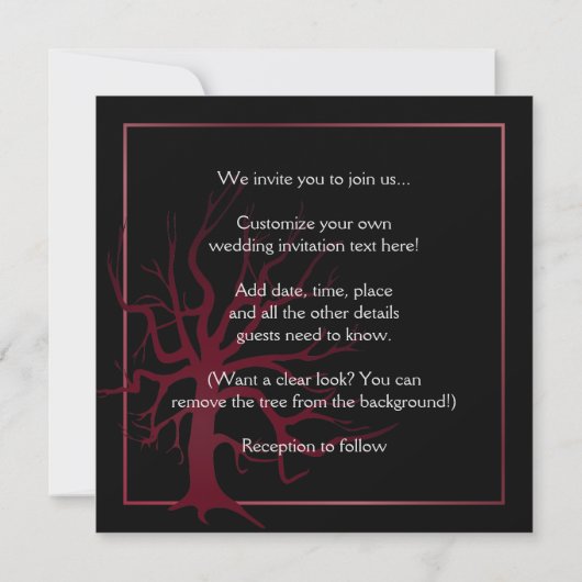 Gothic Wedding Black & Red Damask Kaart (Achterkant)