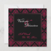 Gothic Wedding Black & Red Damask Kaart (Voorkant)