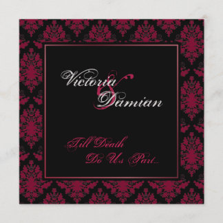 Gothic Wedding Black & Red Damask Kaart