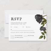 Gothic Wedding Black Roos Meal Choice RSVP Kaartje (Voorkant)
