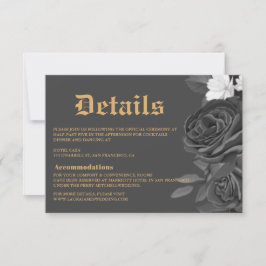 Gothic Wedding Black Roos Tarot Enclosure card RSVP Kaartje