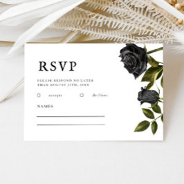 Gothic Wedding Black Rozen  RSVP Kaartje