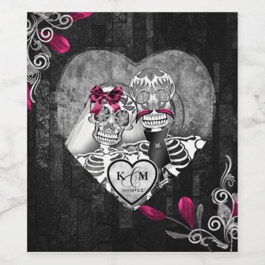 Gothic Wedding Burgundy ID866 Wijn Etiket (Enkel label)