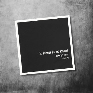 Gothic Wedding Custom Name Black Cocktail Napkin Servet