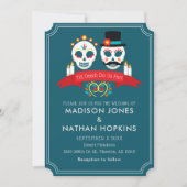 Gothic Wedding Day of the Dead Sugar Skull Kaart (Voorkant)