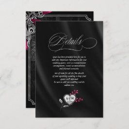 Gothic Wedding Details Burgundy ID866 Informatiekaartje
