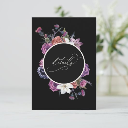 Gothic Wedding Details Enclosure Info Kaart N100 (Staand voorkant)