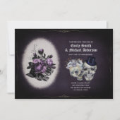 Gothic Wedding  Floral Paarse Skulls Kaart (Voorkant)