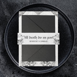 Gothic Wedding Floral Skulls tot de dood ons deel Uitnodigingen Wikkel