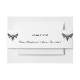 Gothic Wedding Invitation Belly Band – Elegant Bla Uitnodigingen Wikkel