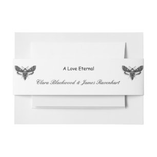 Gothic Wedding Invitation Belly Band – Elegant Bla Uitnodigingen Wikkel
