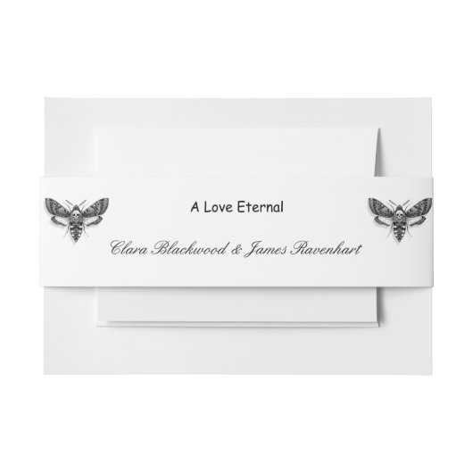 Gothic Wedding Invitation Belly Band – Elegant Bla Uitnodigingen Wikkel (Voorkant Voorbeeld)