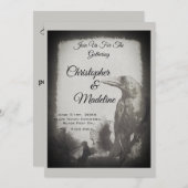 Gothic Wedding Invitation Crow Witch Gothic Black Kaart (Voorkant / Achterkant)