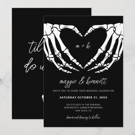 Gothic Wedding Invitation Halloween Wedding Invite Kaart (Voorkant / Achterkant)