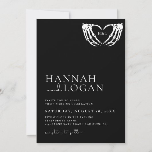 Gothic Wedding Invitation, Halloween Wedding Kaart (Voorkant)