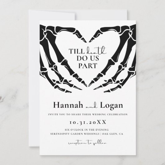 Gothic Wedding Invitation, Halloween Wedding Kaart (Voorkant)