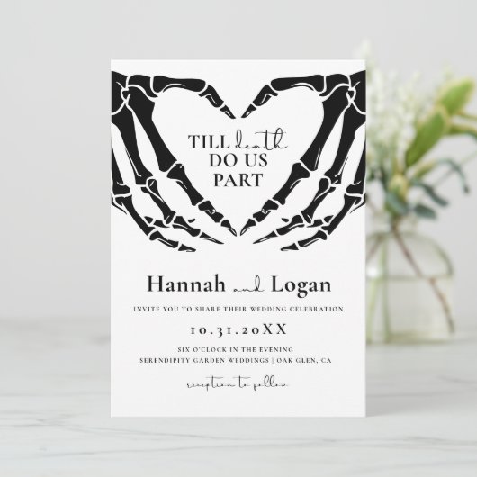 Gothic Wedding Invitation, Halloween Wedding Kaart (Staand voorkant)