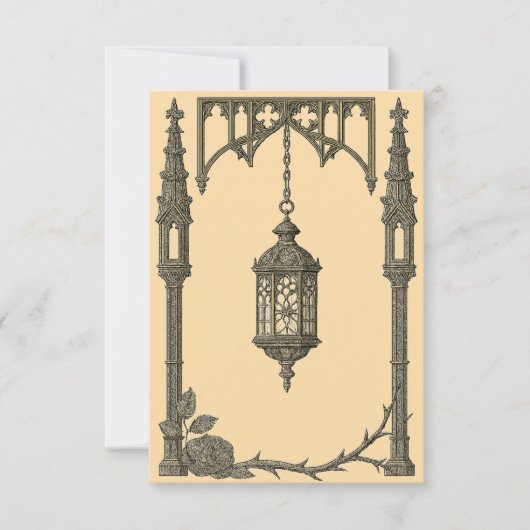 Gothic Wedding Invitation – Hanging Lantern AI-Gen Kaart (Voorkant)