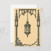 Gothic Wedding Invitation – Hanging Lantern AI-Gen Kaart (Voorkant / Achterkant)