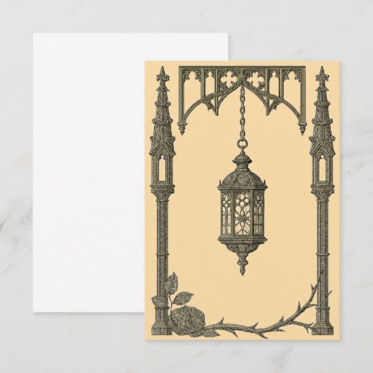 Gothic Wedding Invitation – Hanging Lantern AI-Gen Kaart (Voorkant / Achterkant)