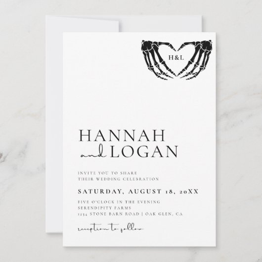 Gothic Wedding Invitation, minimalistisch huwelijk Kaart (Voorkant)