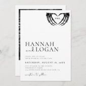 Gothic Wedding Invitation, minimalistisch huwelijk Kaart (Voorkant / Achterkant)