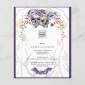Gothic Wedding Invitation Paarse Oranje Skulls (Achterkant)