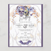 Gothic Wedding Invitation Paarse Oranje Skulls (Voorkant)