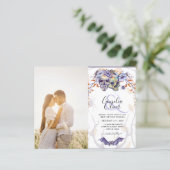 Gothic Wedding Invitation Paarse Oranje Skulls (Staand voorkant)