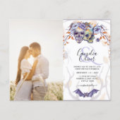 Gothic Wedding Invitation Paarse Oranje Skulls (Voorkant)