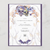 Gothic Wedding Invitation Paarse Oranje Skulls (Achterkant)