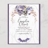 Gothic Wedding Invitation Paarse Oranje Skulls (Voorkant)
