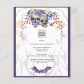 Gothic Wedding Invitation Paarse Oranje Skulls Flyer (Achterkant)