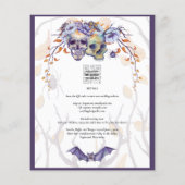 Gothic Wedding Invitation Paarse Oranje Skulls Flyer (Achterkant)