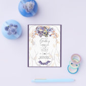 Gothic Wedding Invitation Paarse Oranje Skulls Flyer (Enkel)