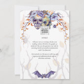 Gothic Wedding Invitation Paarse Oranje Skulls Kaart (Achterkant)