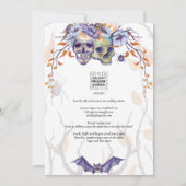 Gothic Wedding Invitation Paarse Oranje Skulls Kaart (Achterkant)