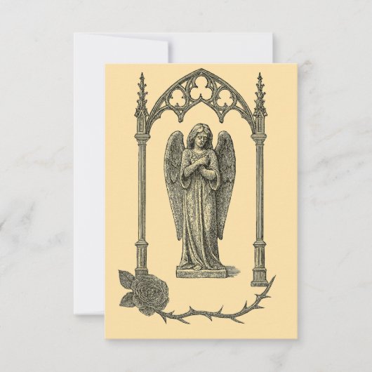 Gothic Wedding Invitation – Somber Angel (AI-Gen) Kaart (Voorkant)