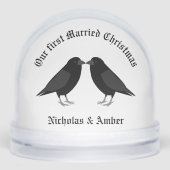 Gothic Wedding Kissing Ravens First Married Xmas Sneeuwbol (Voorkant)