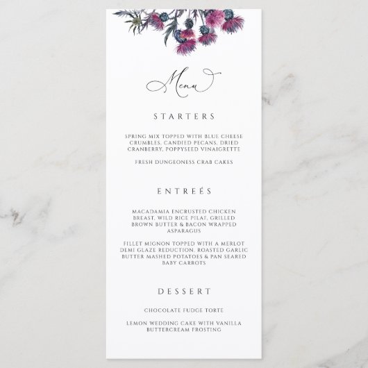 Gothic Wedding Menu Kaart Halloween Party N100 (Voorkant)