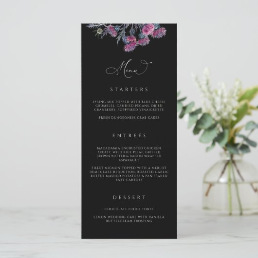 Gothic Wedding Menu Kaart Halloween Party N100 (Staand voorkant)