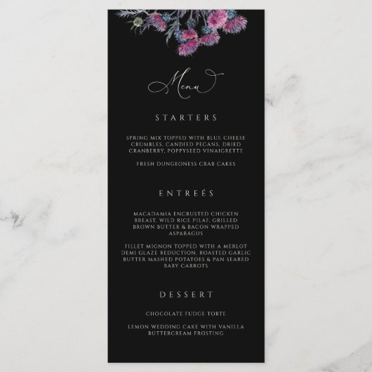 Gothic Wedding Menu Kaart Halloween Party N100 (Voorkant)