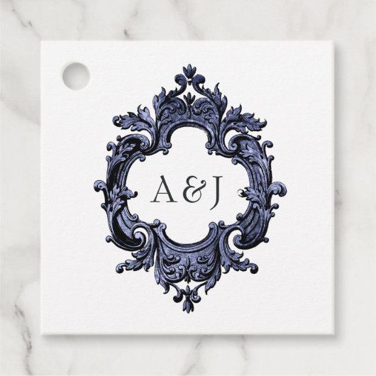 Gothic Wedding Monogram Gilded Lijst Bedankjes Labels (Voorkant)