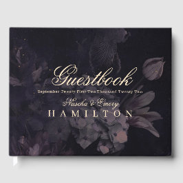 Gothic Wedding Paarse Waterverf Floral Boho Gastenboek