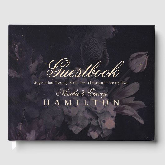 Gothic Wedding Paarse Waterverf Floral Boho Gastenboek (Voorkant)