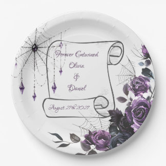 Gothic Wedding Paper Plates Floral Dark Romance Papieren Bordje
