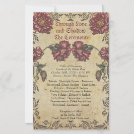 Gothic Wedding Program with Vintage Paper and Dark