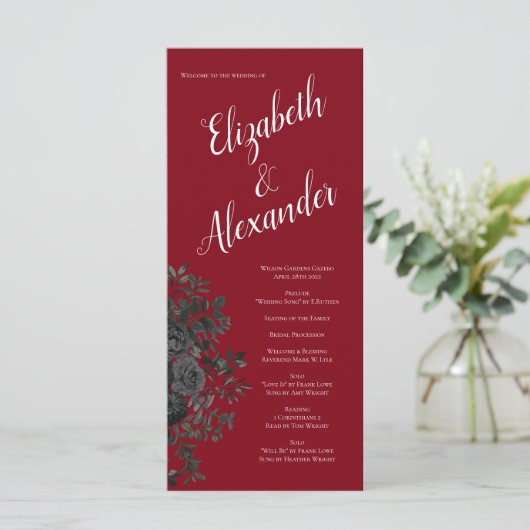 Gothic Wedding Programs (programma's voor rode en  Menu (Staand voorkant)